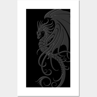 Flying Dark Tribal Dragon Posters and Art